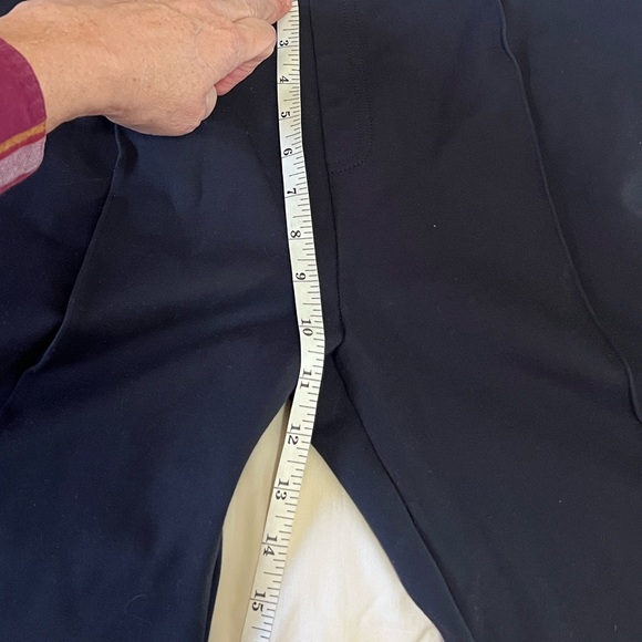 SPANX Navy Shaping Ponte Pull On Pants High Rise Slim Leg Work Travel EUC Size L - Picture 8 of 13